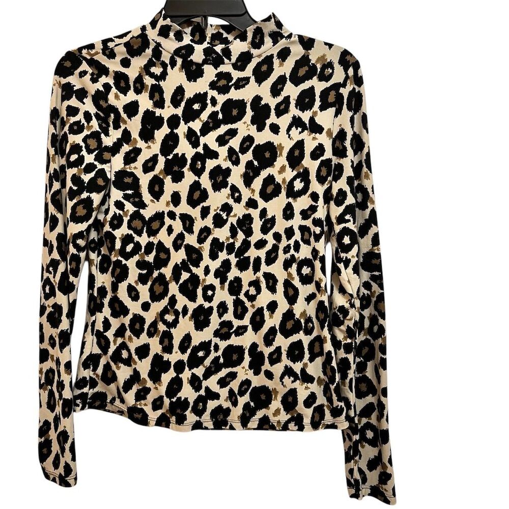Love Streak Women's Leopard Print Long Sleeve Knit Blouse Size L